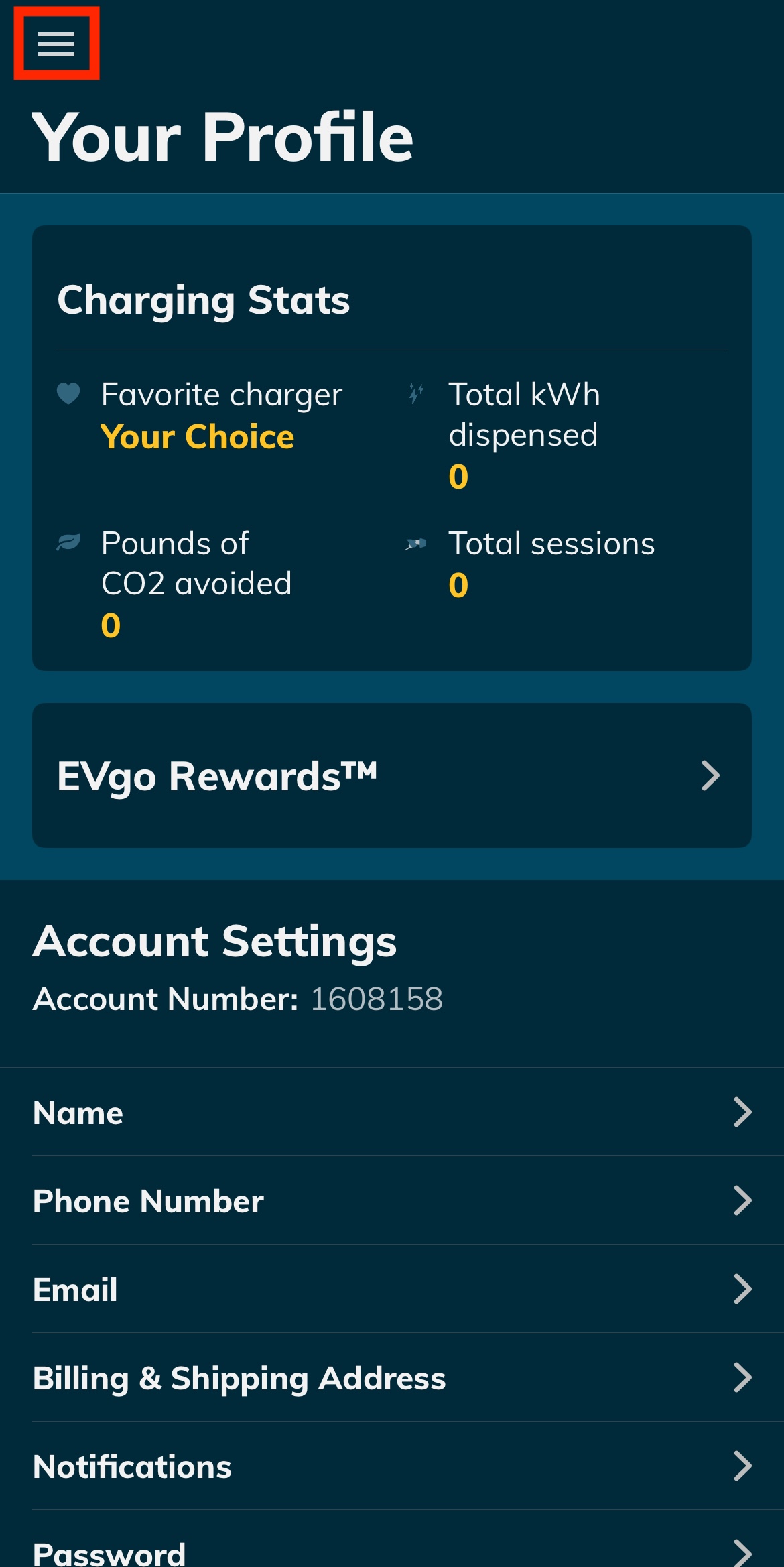 EVgo app - Your Profile w menu highlight.jpeg